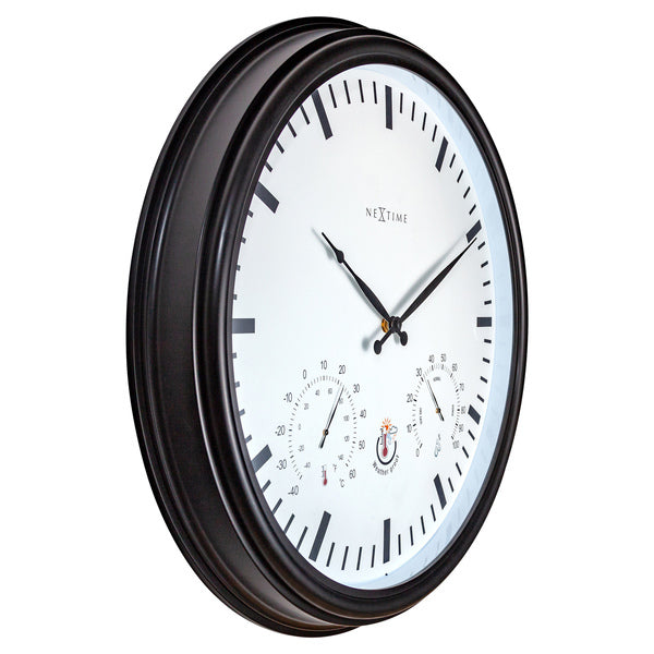 Nextime Ne-4306Zw Buitenweerstationklok Ø50 8 Cm Kunststof Zwart Zonnebloem
