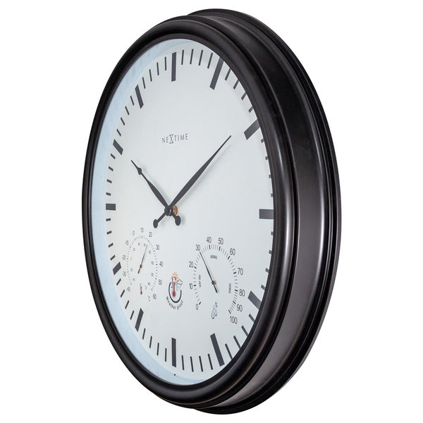 Nextime Ne-4306Zw Buitenweerstationklok Ø50 8 Cm Kunststof Zwart Zonnebloem