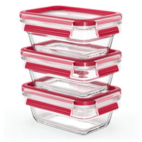 Emsa Clip&Close Glass Food Storage Box 3-Pieces