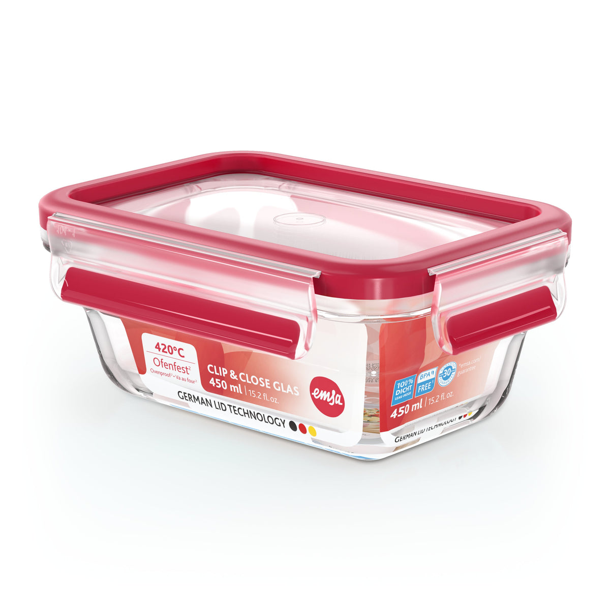 Emsa Clip&Close Glass Food Container 450 Ml