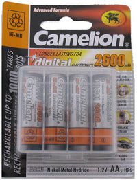 Batterij Camelion Oplaadbaar Aa / Lr06 Nimh 1,5V - 2600 Mah (4 Stuks)