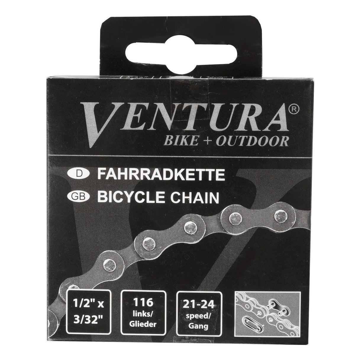 Ketting 8 Speed Ventura 1/2 X 3/32" 116 Schakels - Inclusief Sluitschakel