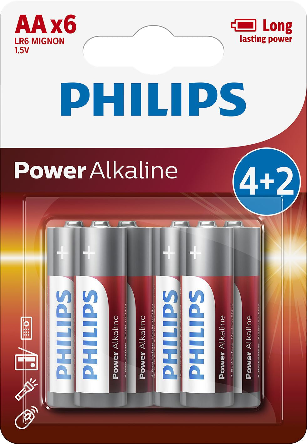 1X6 Philips Power Alkaline Aa Batterie Vorteilspack