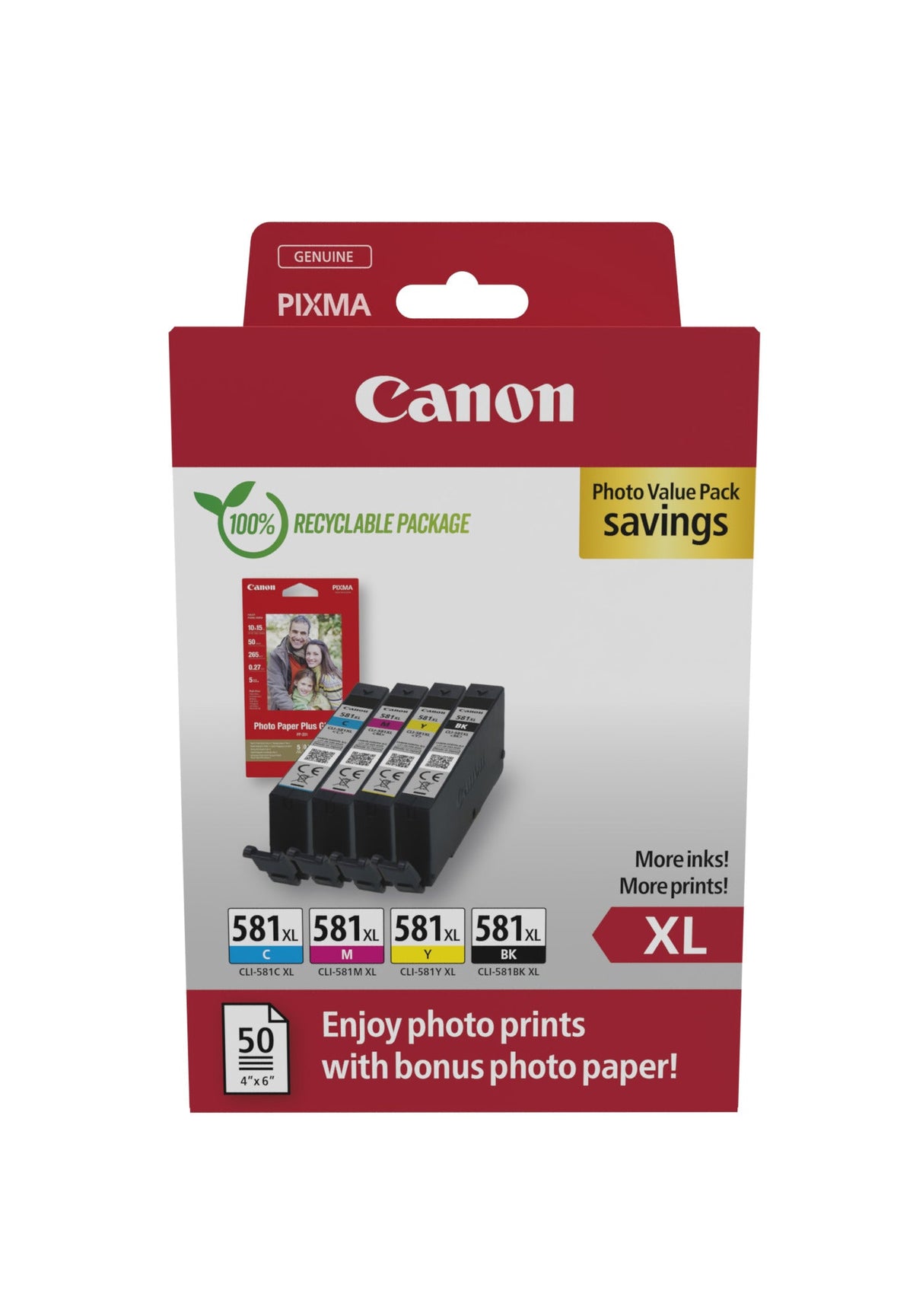 Canon Cli-581Xl Bk/C/M/Y Photo Value Pack