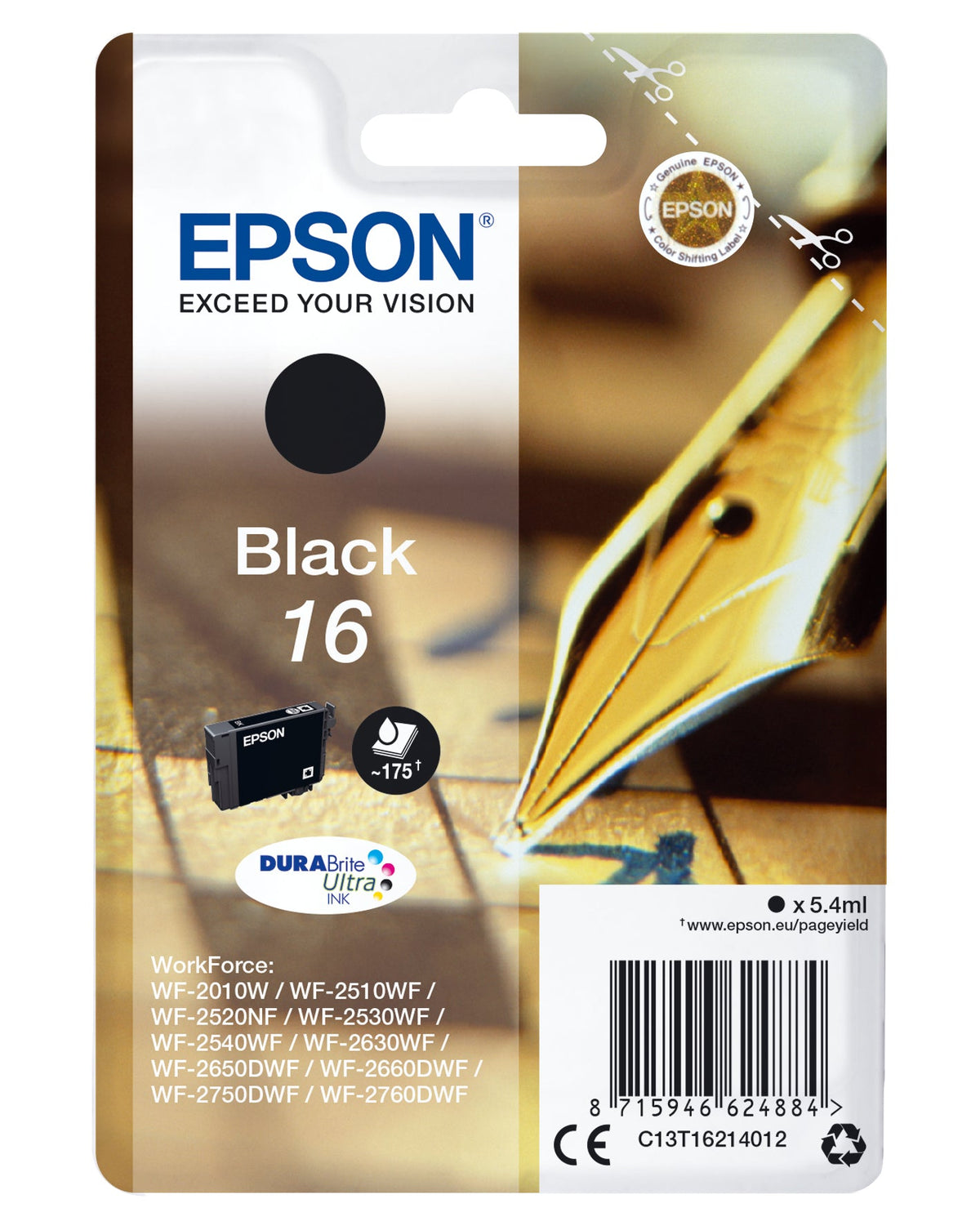 Epson Ink Cartridge Black Durabrite Ultra T 162 T 1621