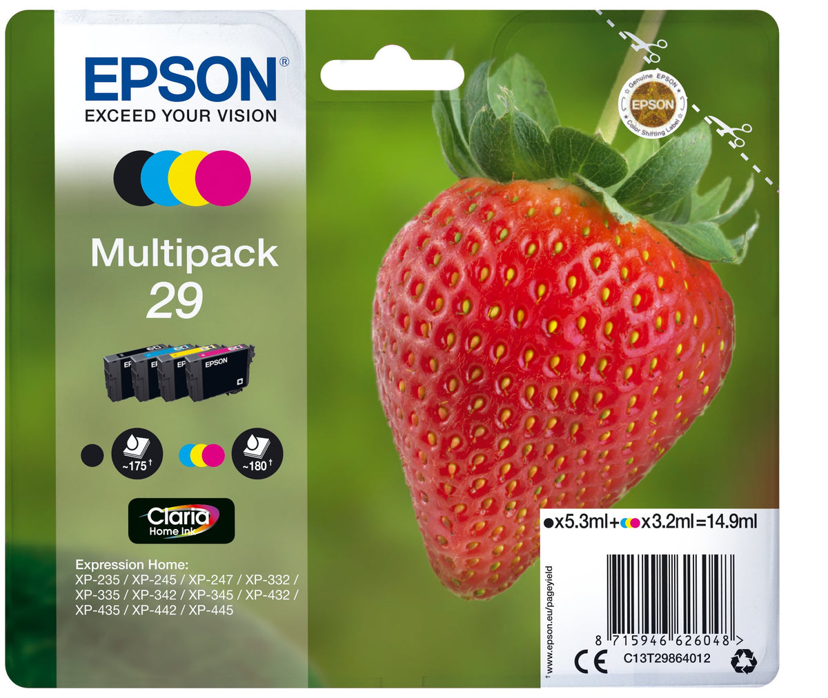 Epson Claria Home Multipack 29 Bk/C/M/Y T 2986