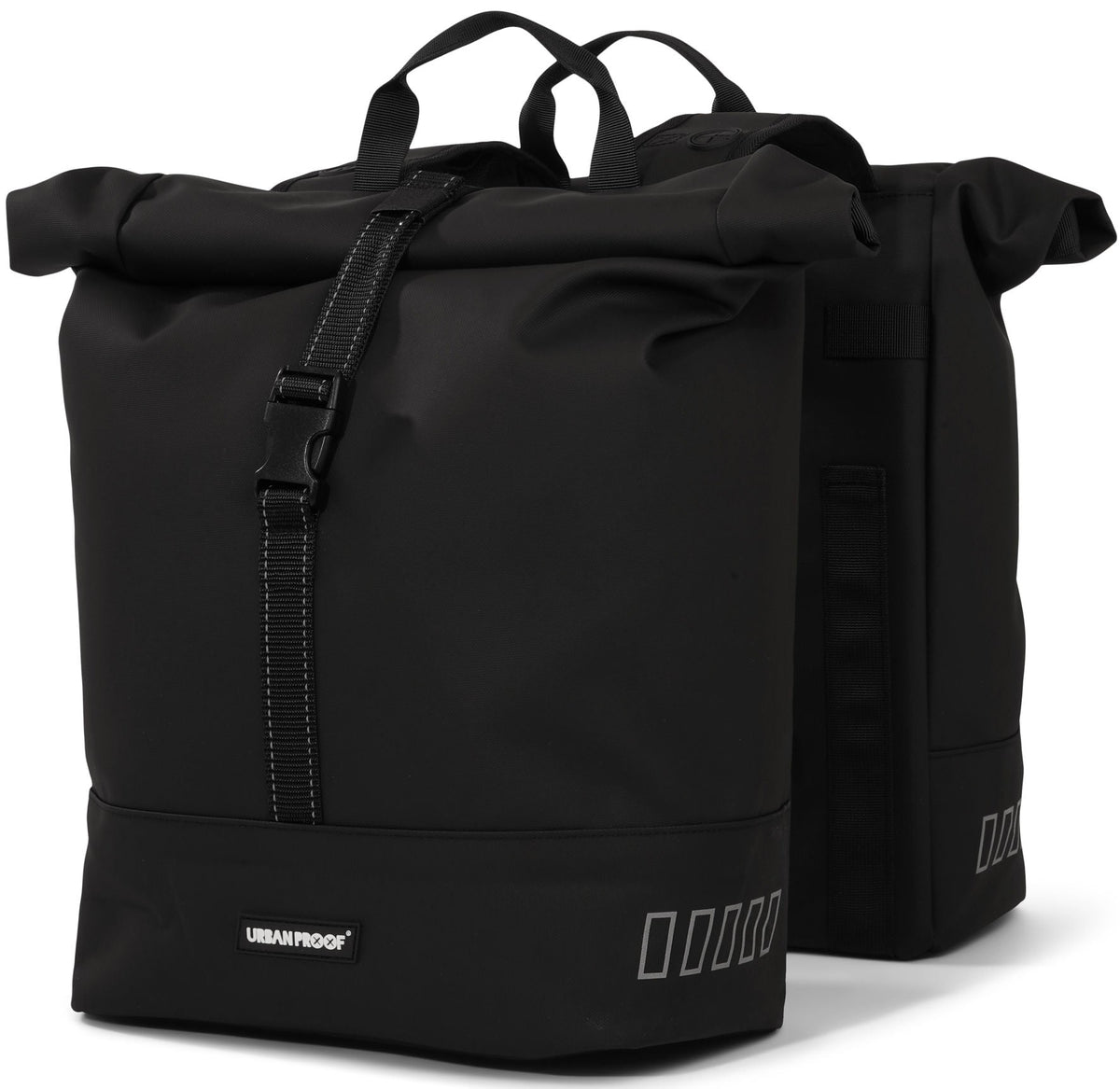 Gerecyclede Dubbele Fietstas Urban Proof Rolltop 38 Liter 30 X 15 X 42 Cm - Zwart