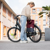 Gerecyclede Shopper Fietstas Urban Proof 20 Liter - Bordeaux Rood/Grijs
