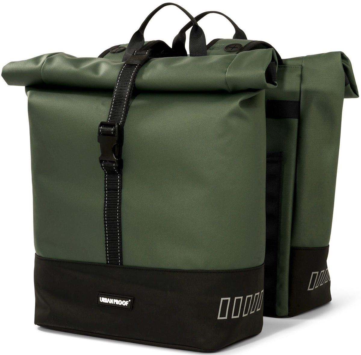 Gerecyclede Dubbele Fietstas Urban Proof Rolltop 38 Liter 30 X 15 X 42 Cm - Groen