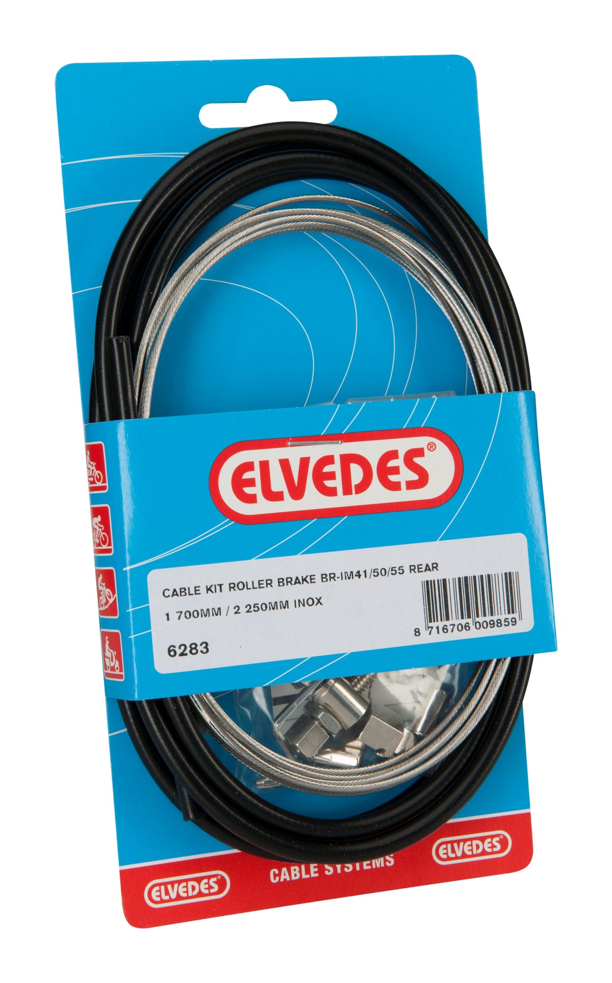 Rollerbrake Kabelkit Elvedes Br-Im41/50/53 1700Mm / 2250Mm Rvs - Zwart (Op Kaart)