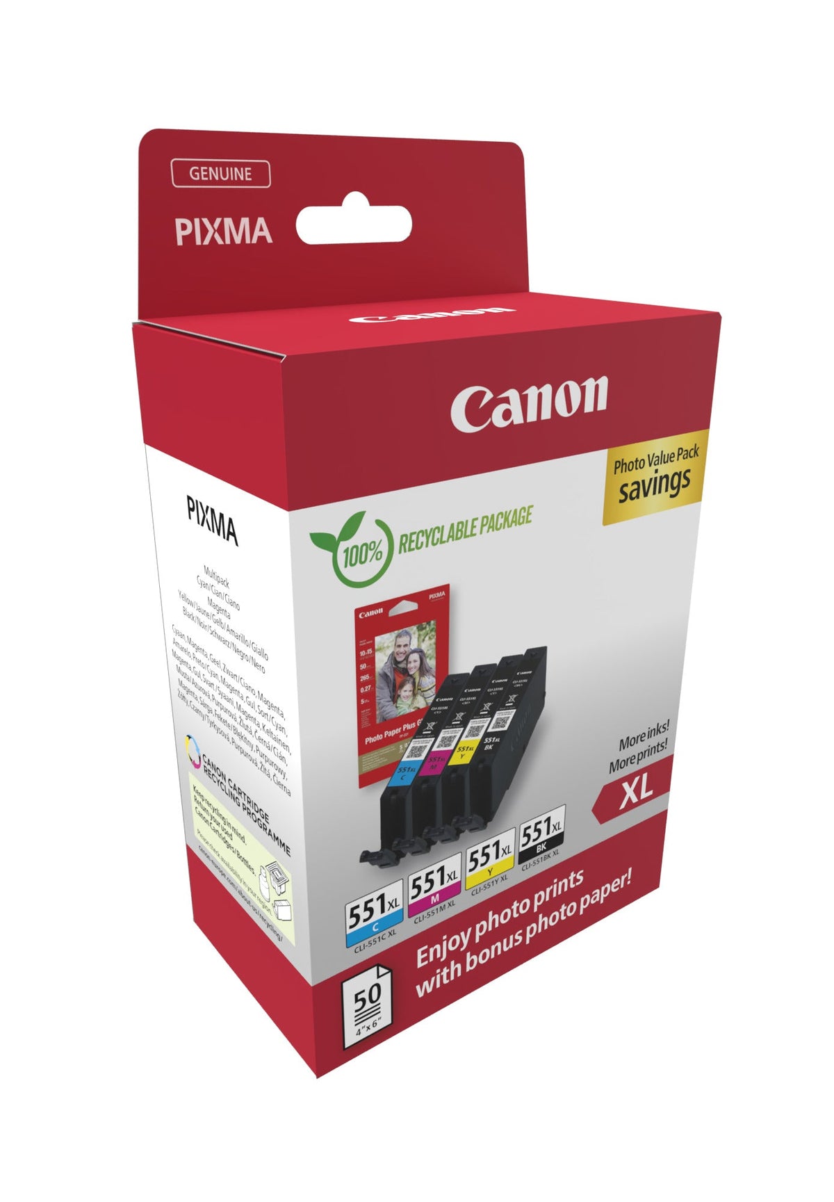 Canon Cli-551Xl Bk/C/M/Y Photo Value Pack