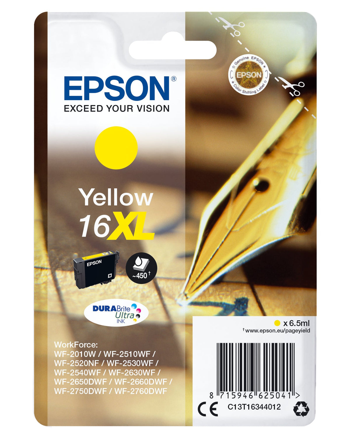 Epson Ink Cartridge Xl Yellow Durabrite Ultra T 163 T 1634