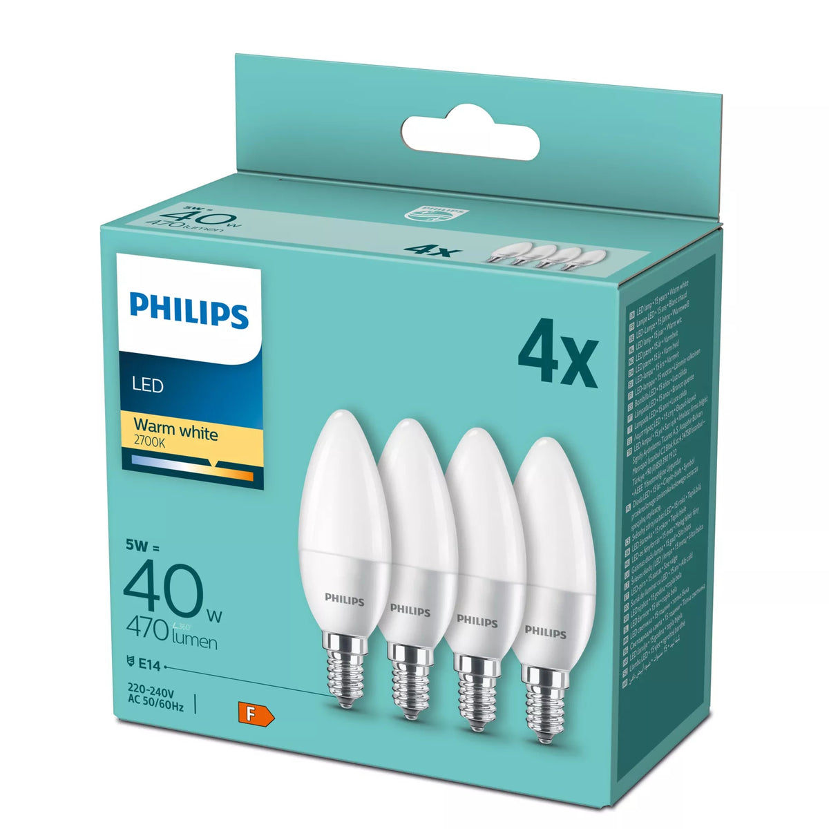 Philips Led Lamp E14 4-Pack Candle 40W 2700K
