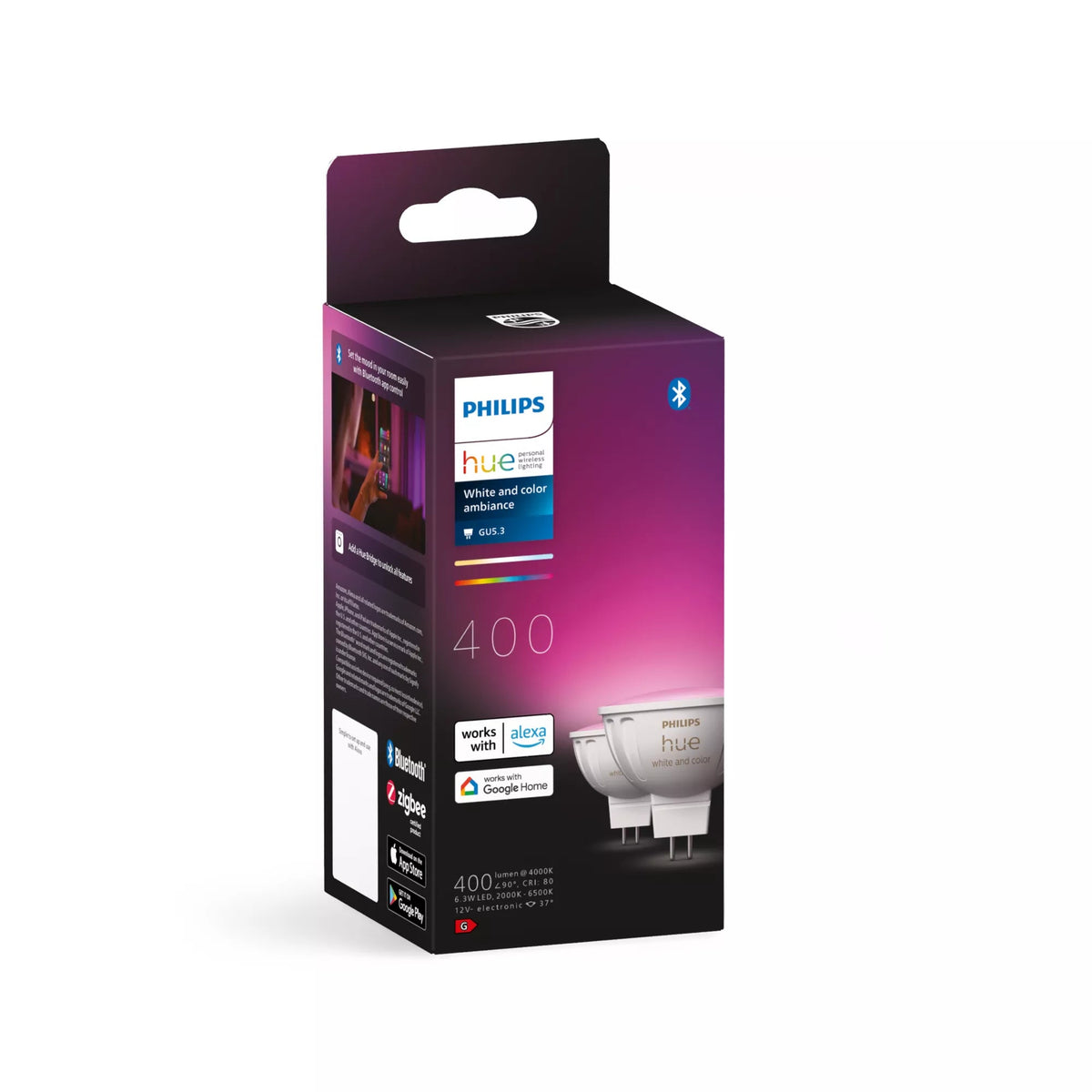 Philips Hue Led Lampe Mr16 2Pack Set 400Lm White Color Amb.