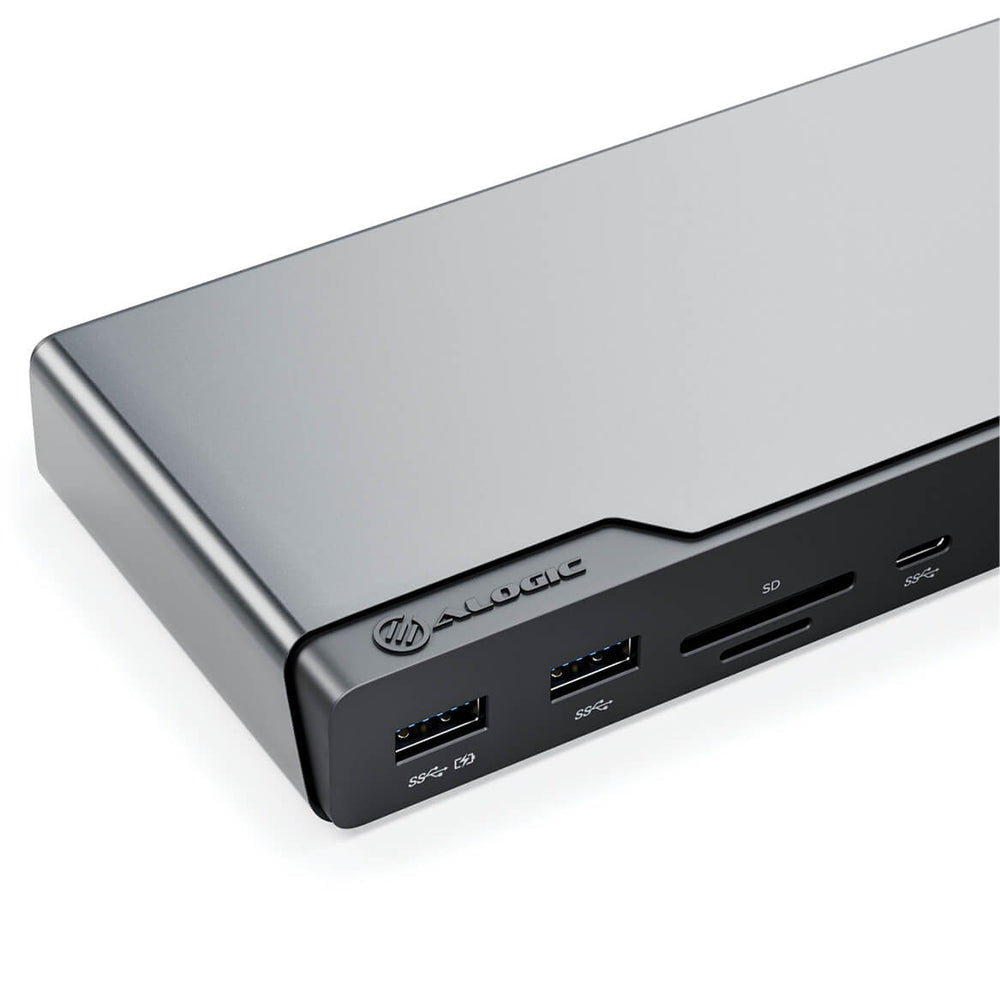 Alogic 14-In-1 Usb-C Pd Dv4 Quad Display Docking Station Space Gr