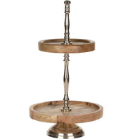 Etagere 2-Laags - Mangohout Met Metaal