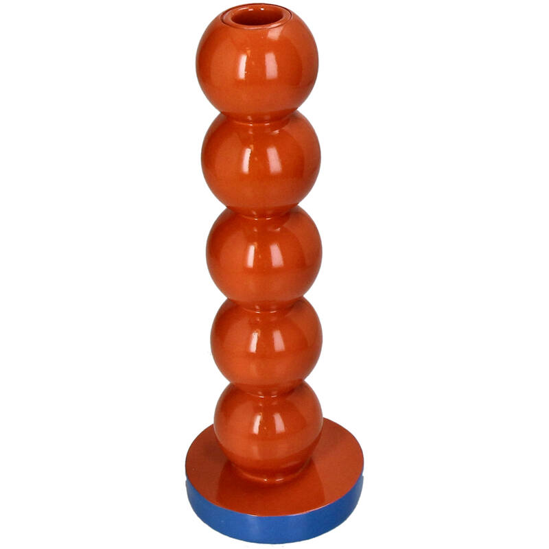 Smiley Polyresin Candle Holder Orange 9X9X26.5Cm