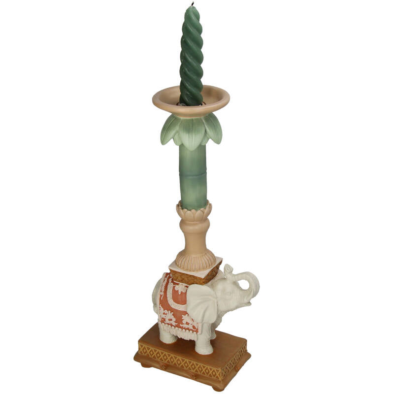 Candle Holder - Elephant Natural/Pink - Polyresin - ↑ 34,5 Cm