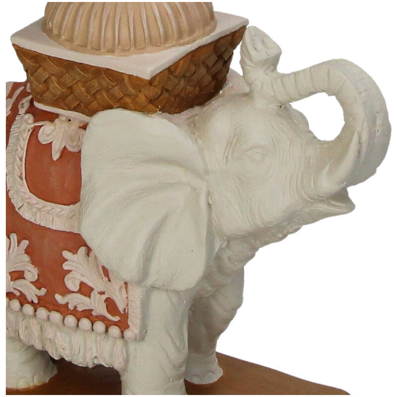 Candle Holder - Elephant Natural/Pink - Polyresin - ↑ 34,5 Cm