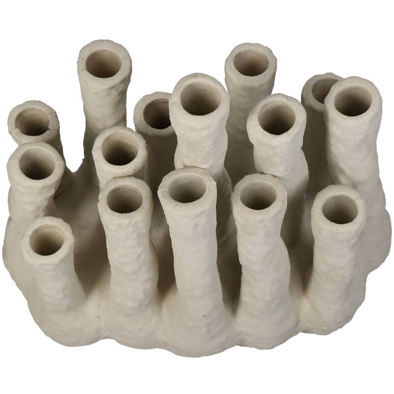 Flower Holder Xl - Coral - Ecru - Multi-Spout Vase