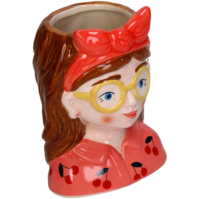 Mini Flower Pot Multi Color - Bobbi - Face Head - 10.5 Cm