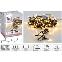 Led-Verlichting 96 Led's - Warm Wit - Op Batterij - Met Timer En Geheugen