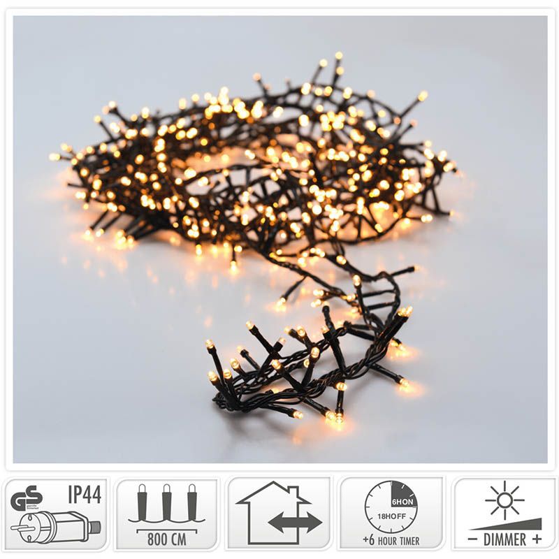 Micro Cluster 400 Led - 8M - Met Timer En Dimmer - Extra Warm Wit