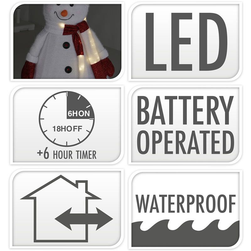 Happy Snowman Xxl - 140Cm - Met Led Lampjes - Met Timer - Geschikt Voor Buiten