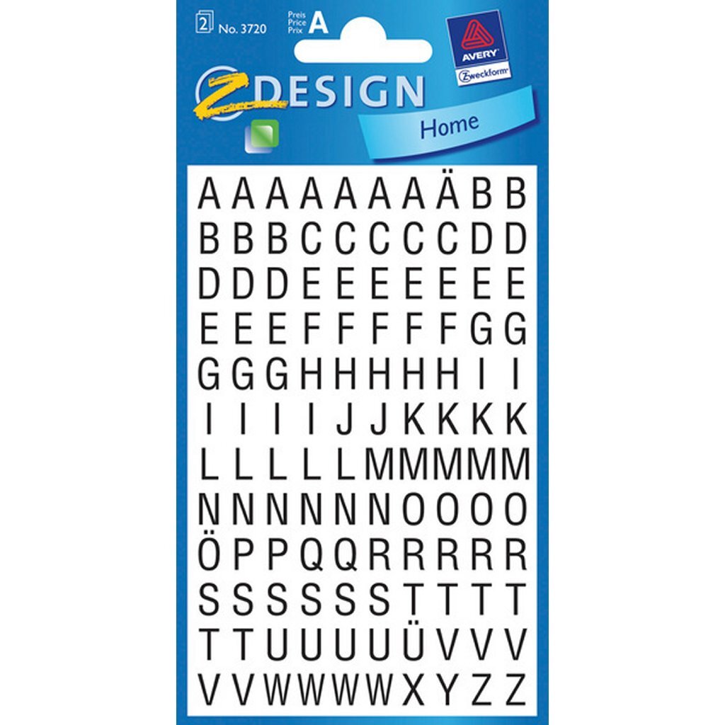 Avery Av-3720 Letteretiket 2 Vel Zwart 10 Setjes Met 2 Vel
