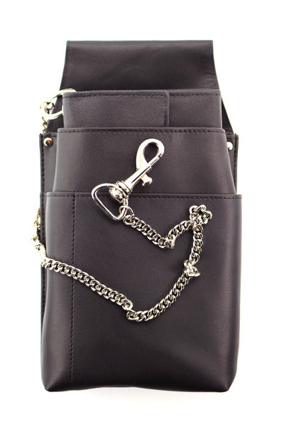 Alassio Kelnerportefeuille Met Metalen Ketting Nappa Leer Zwart