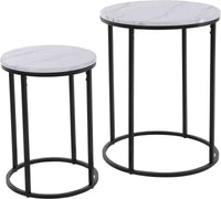 Trends4You Bijzettafels - Marmerlook - Wit - 40Xh50 En 30Xh40 Cm
