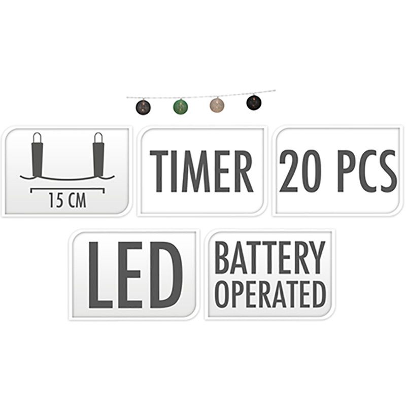 Progarden Decoratieslinger Verlicht - 20 Led Lampionnen Van Katoen - Met Timer - Groen