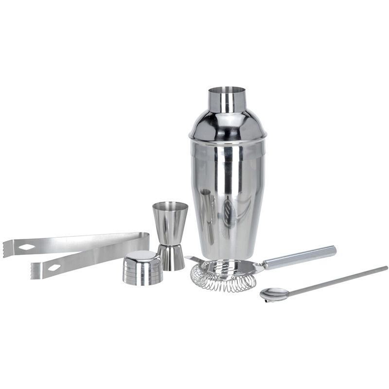 Cocktailset Rvs - 5-Delig - Cocktailshaker - Lepel - Klopper - Maatbeker - Ijstang