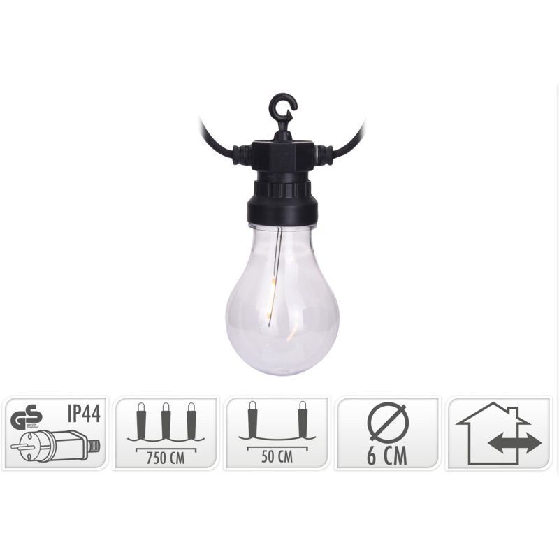 Lichtsnoer Met 10 Led Filament - Diameter 6Cm