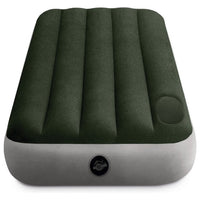 Intex 64760 Jr. Twin Dura-Beam Downy 1-Persoons Luchtbed 191X76X25 Cm + Ingebouwde Voetpomp Groen/Grijs