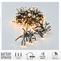 Clusterverlichting 192 Led - 1.4M - Warm Wit - Batterij - Lichtfuncties - Geheugen - Timer