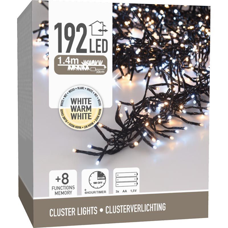 Clusterverlichting 192 Led - 1.4M - Two Tone Adorable - Batterij - Lichtfuncties - Geheugen - Timer