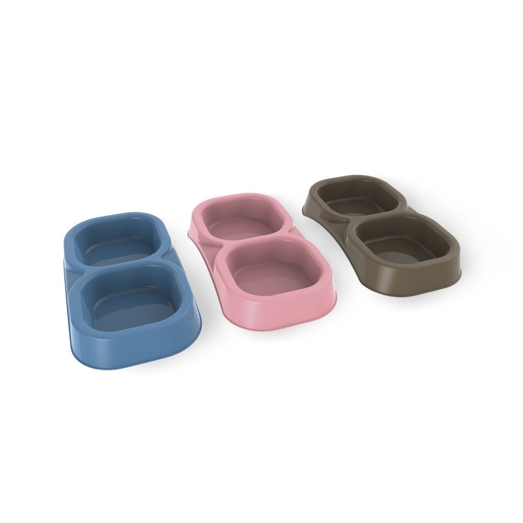 Bama Pet Dubbele Voederbak 21X11.5X3 Cm Diverse Kleuren