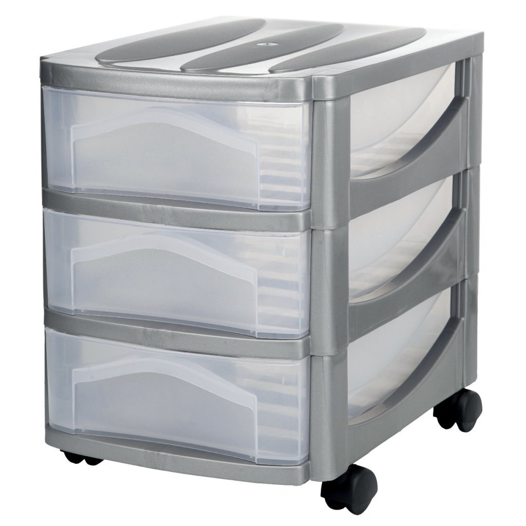 Bama Big Hobby Ladesysteem Met 3 Laden 30X30X40 Cm Zilver/Wit