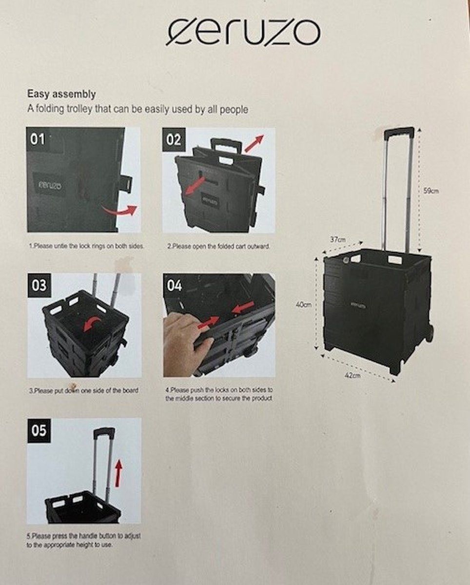 Ceruzo Trolley Met Vouwkrat - 50 Liter
