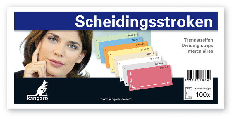 Kangaro 07070-09 Scheidingsstrook 2-Gaats 105X240Mm 180G Rc Wit