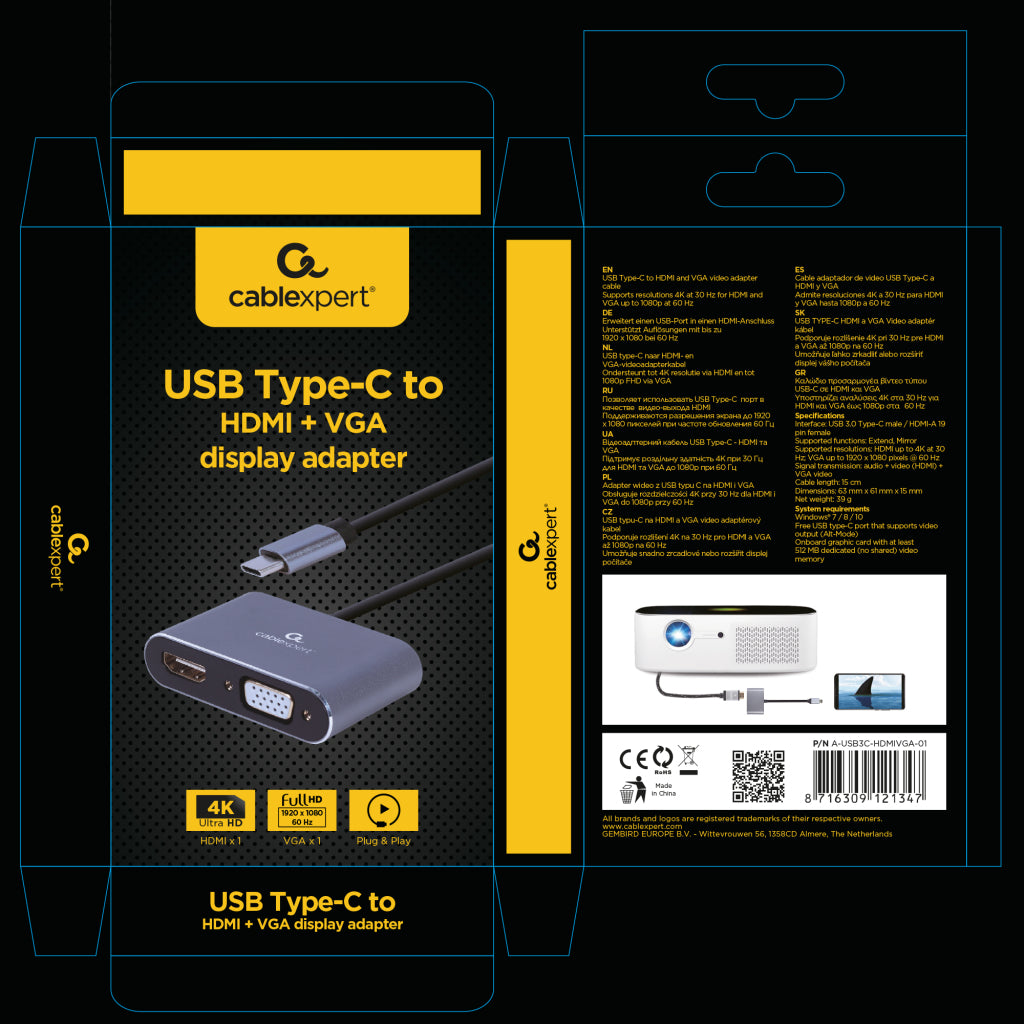 Cablexpert Gmb Adapter Usb-C->Hdmi En Vga