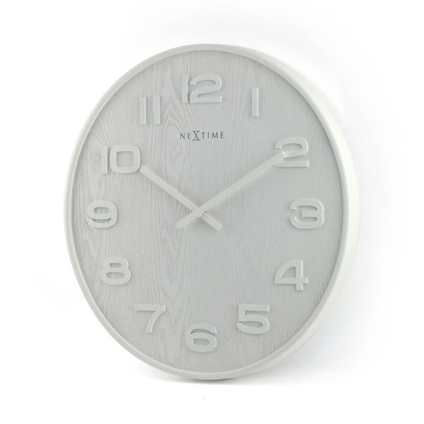 Nextime Ne-3095Wi Wandklok Dia. 53 X 3 Cm, Hout, Wit, 'Wood Wood Big'