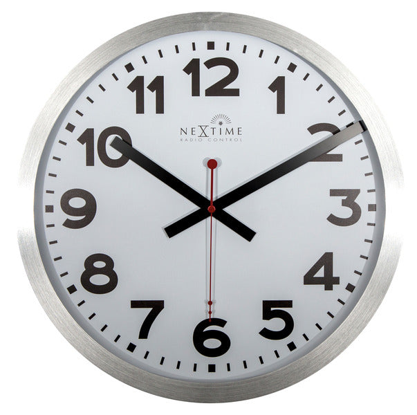Nextime Ne-3999Arrc Wandklok Dia. 35 Cm, Aluminium, Wit, 'Station' Radio Controlled (Dcf)