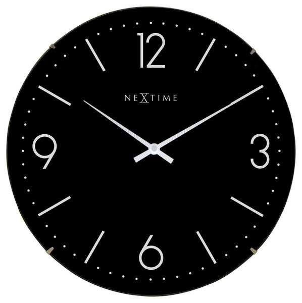 Nextime Ne-3157Zw Wandklok Dia. 35 Cm, Bol Glas, Zwart, 'Basic Dome'