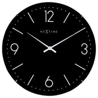Nextime Ne-3157Zw Wandklok Dia. 35 Cm, Bol Glas, Zwart, 'Basic Dome'