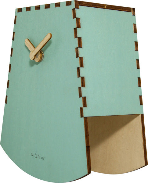 Nextime Ne-5207Tq Tafelklok Rocky 19.5X18X8.8 Cm Hout Turquoise