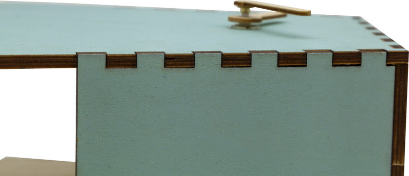 Nextime Ne-5207Tq Tafelklok Rocky 19.5X18X8.8 Cm Hout Turquoise