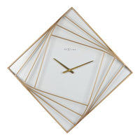 Nextime Ne-3268 Turning Square Wandklok Groot 85 Cm Goud/Wit/Metaal
