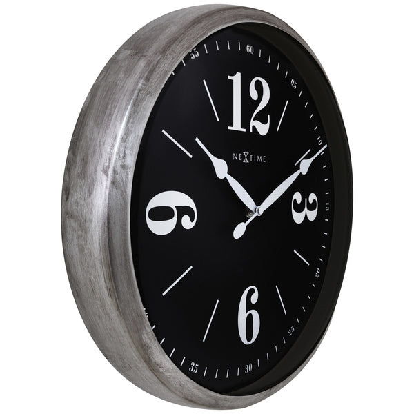 Nextime Ne-3290Zi Landelijke Wandklok - 39Cm - Stille Klok - Wit/ Zilver - "Classic"